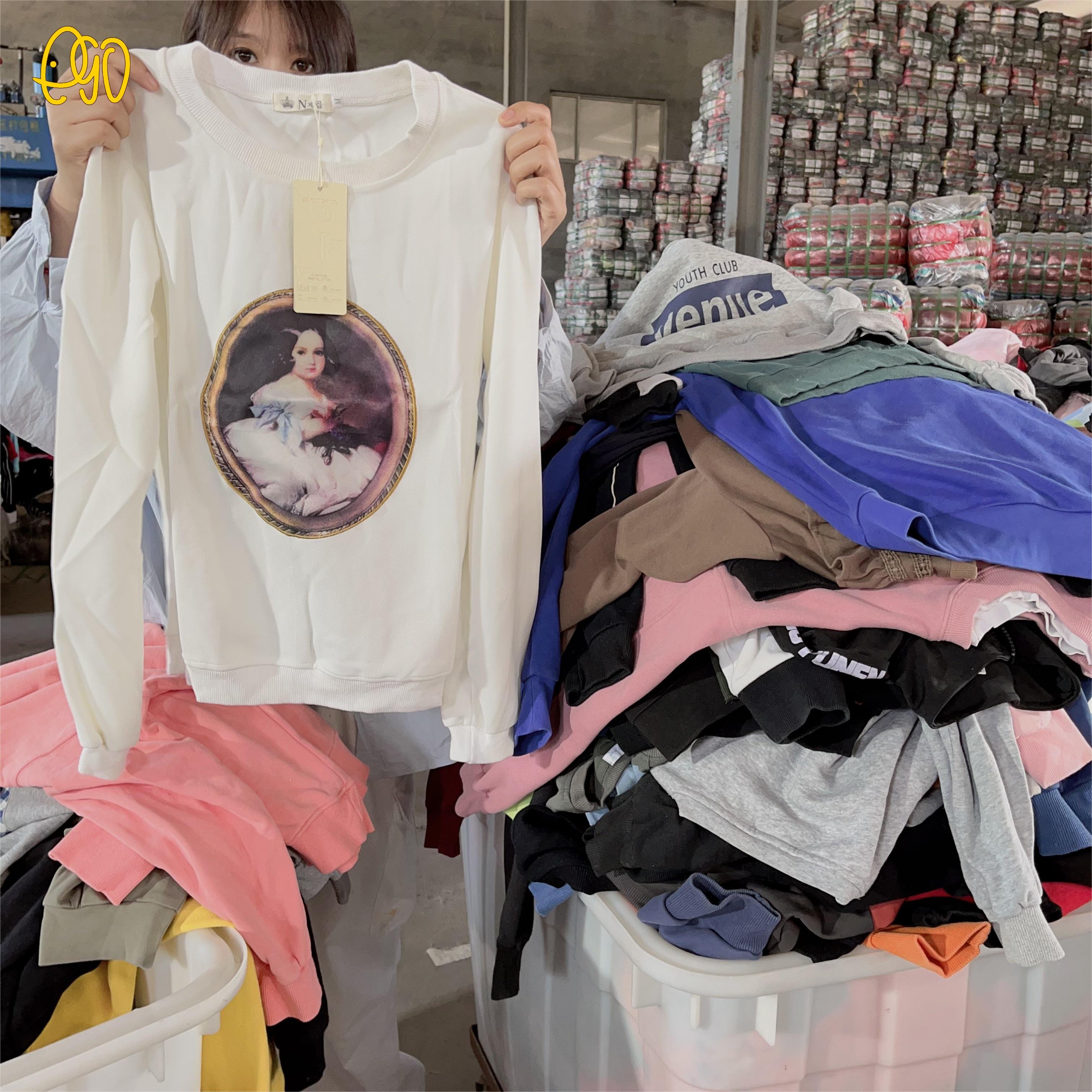 crewneck sweatshirt korea branded used thick hoody sportswear korean bales mixed used clothing 45kg clothes used man clothing
