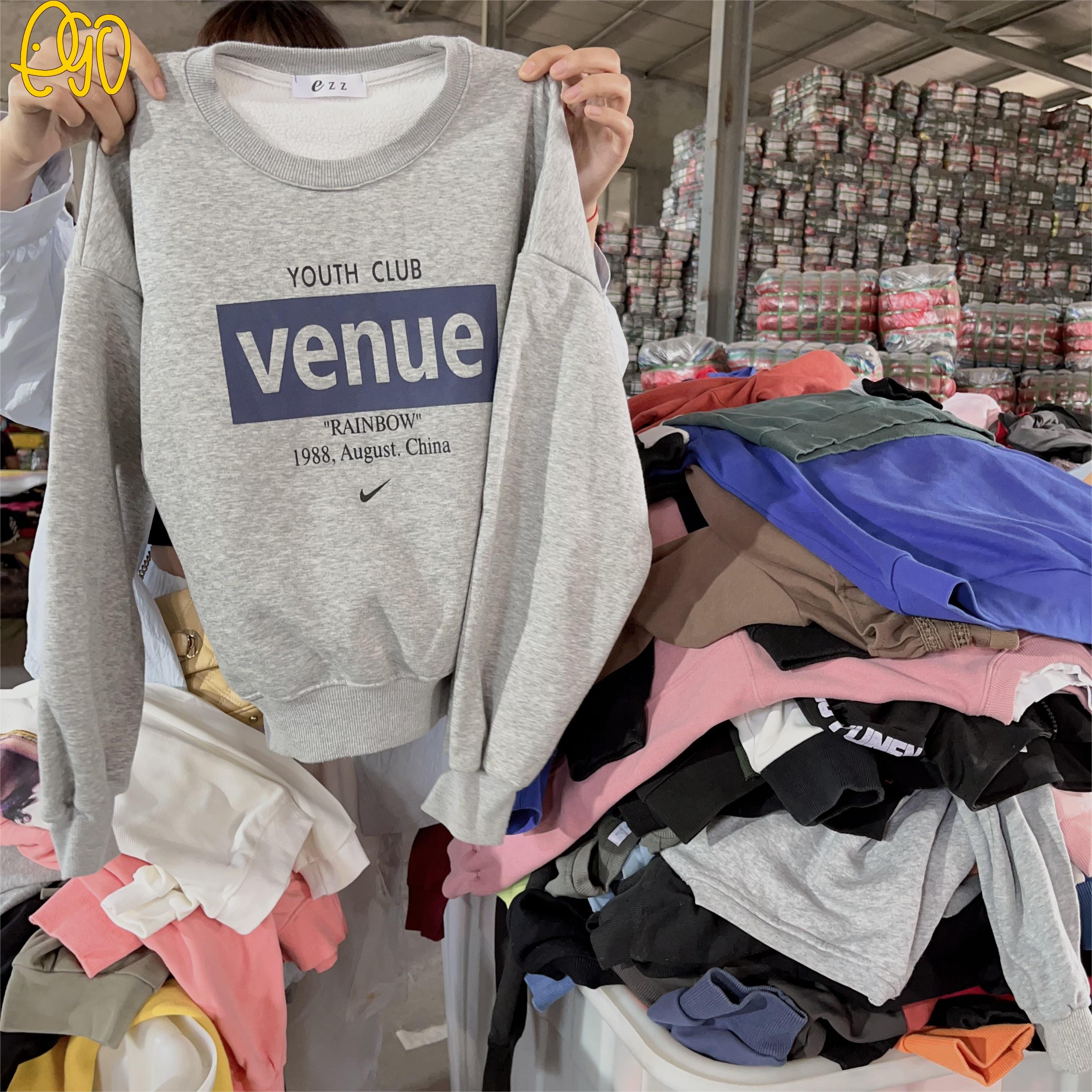 crewneck sweatshirt korea branded used thick hoody sportswear korean bales mixed used clothing 45kg clothes used man clothing