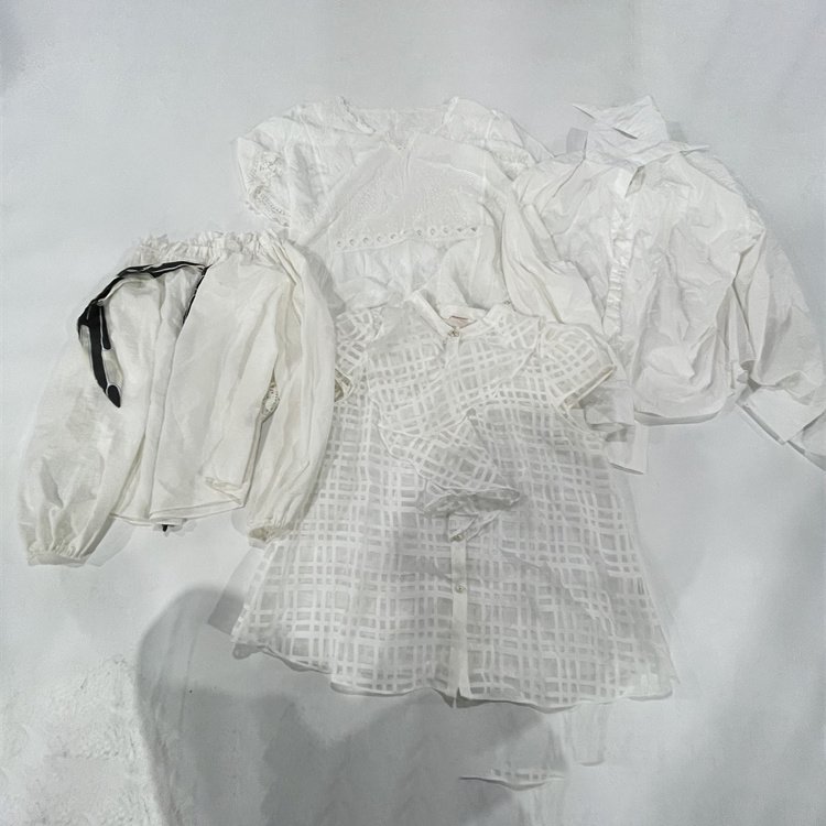 Second hand clothing ladies fashion shirts used clothes bale preloved ladies official white blouse for sale