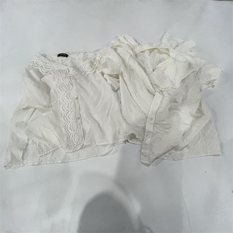 Second hand clothing ladies fashion shirts used clothes bale preloved ladies official white blouse for sale