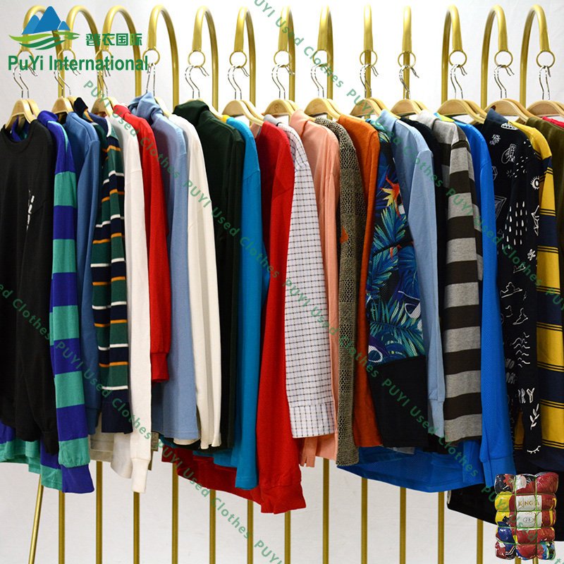 Men long sleeves sport t shirt boys casual 2nd hand clothes bales mixed used clothing