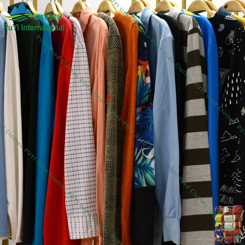 Men long sleeves sport t shirt boys casual 2nd hand clothes bales mixed used clothing