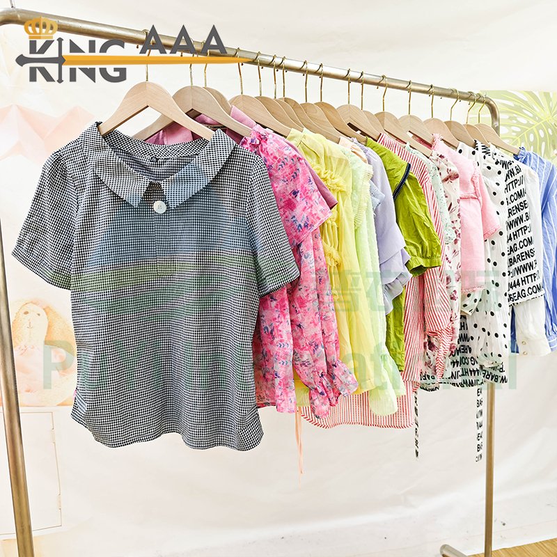 Wholesale Womens Tops Fashion Shirt Blouse Summer Short Sleeve Shirts Female Lady Blouse Second Hand Used Clothes Clothing Bales