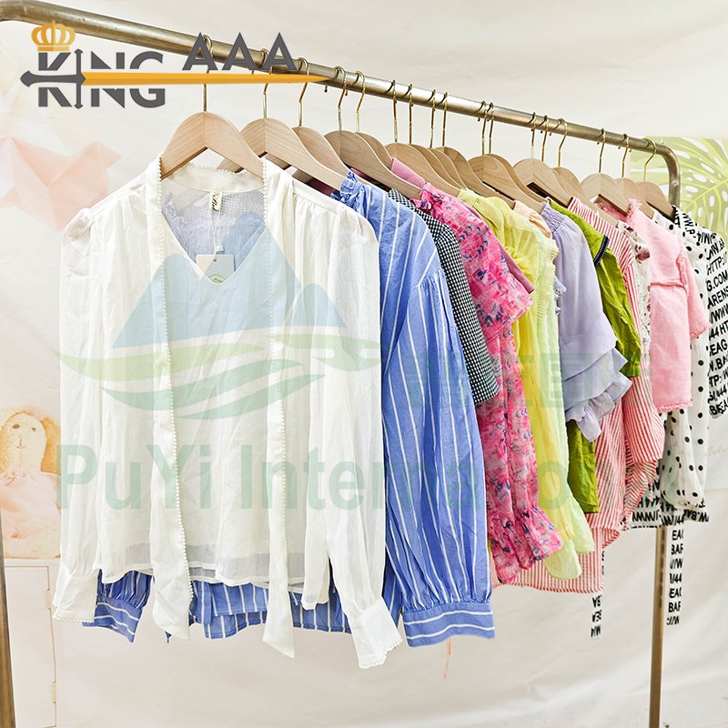 Wholesale Womens Tops Fashion Shirt Blouse Summer Short Sleeve Shirts Female Lady Blouse Second Hand Used Clothes Clothing Bales