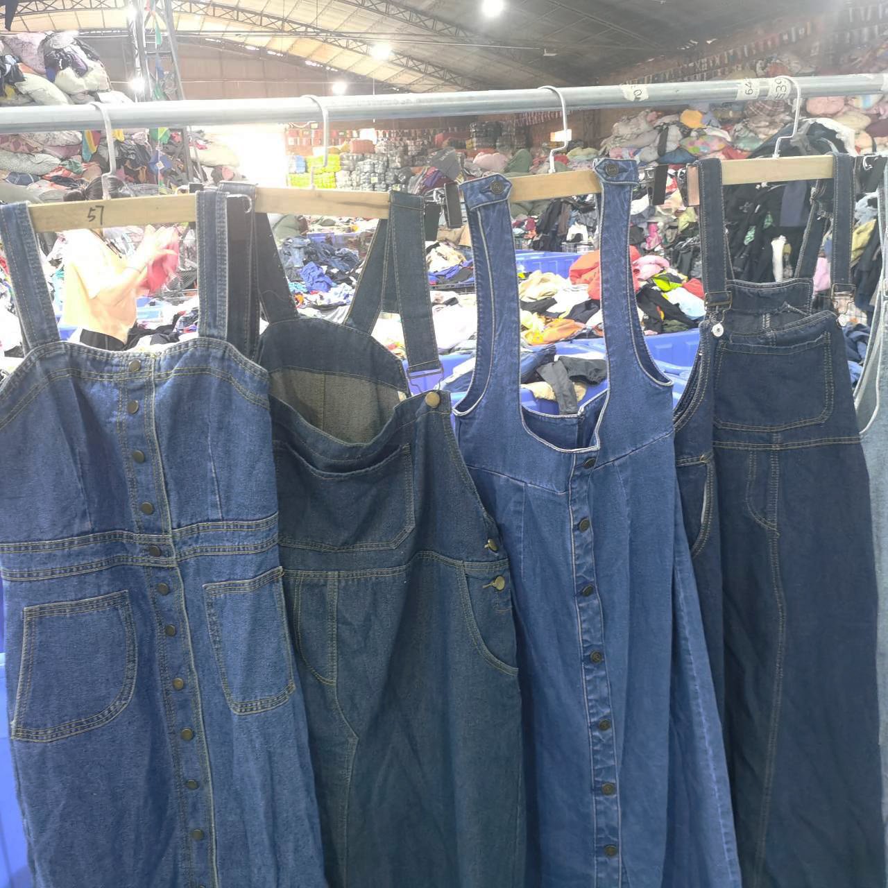 Factory sale jean skirts women's denim second hand denim skirt lady favorite beautiful denim suspender long skirt for women