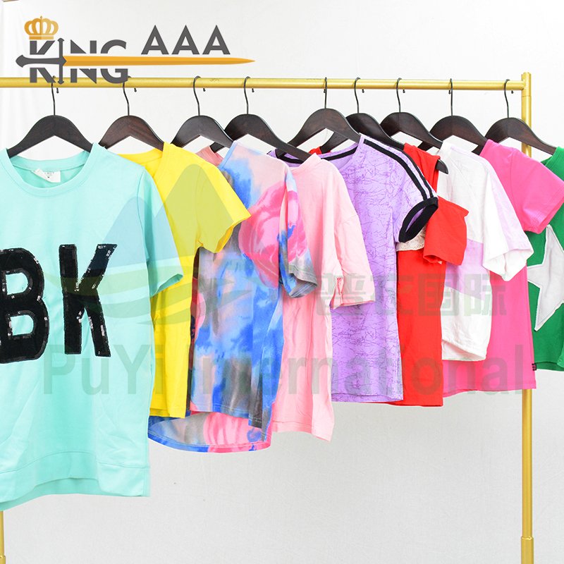 Wholesale Ladies T-Shirt Cotton Short Sleeve Shirts Summer Casual Tee Shirts Unisex Women Tees Used Second Hand Clothes Bales