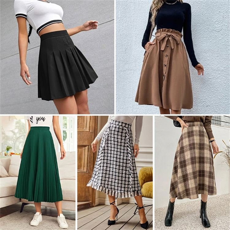 2024 new cotton fabric high waist skirt women fashion stock clothes