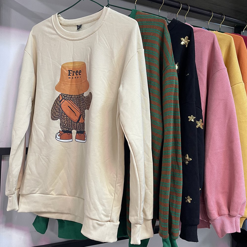 Wholesale Second hand Clothing Used Clothes Men's and Women's Fashion Casual Crew neck Hoodie Mix Bale
