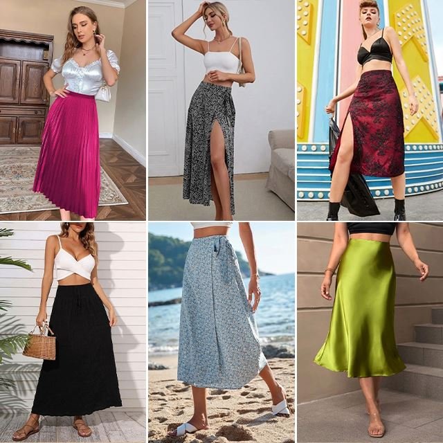 2022 loose high-quality polygonal pleated long skirt multicolor women's short skirt