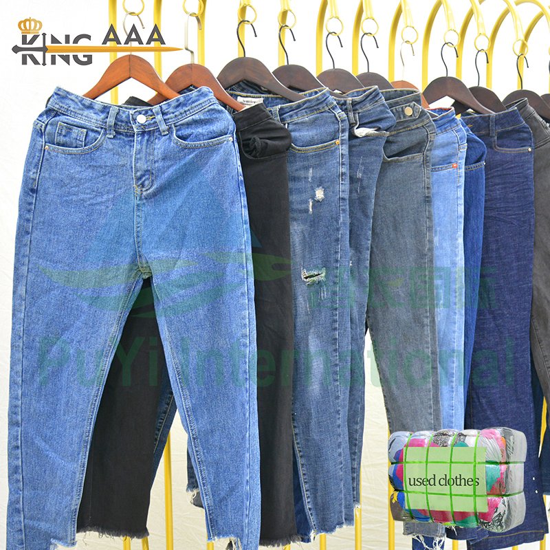 a grade ladies jeans trousers used cargo pants mixed vip women second hand clothing bale 100kg free used clothes in bales uk