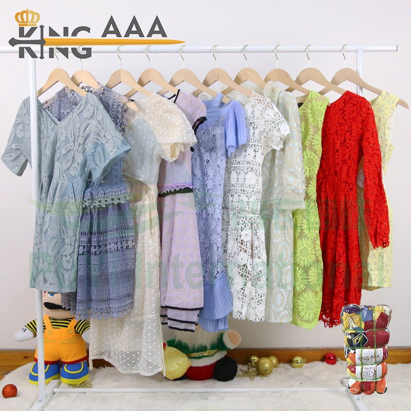 ZaoZhuang factory ropa women used clothes short ladies knit dress from Spanish Italy Switzerland