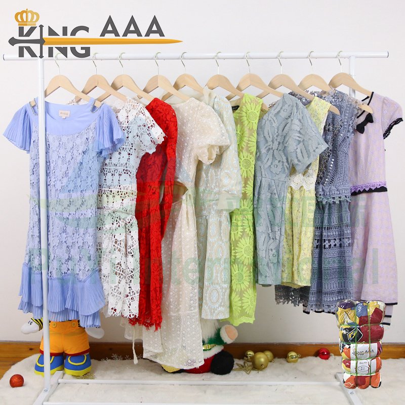 ZaoZhuang factory ropa women used clothes short ladies knit dress from Spanish Italy Switzerland