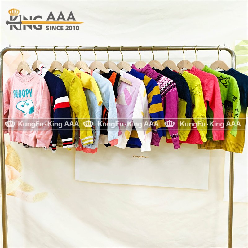 Wholesale kids Used Clothes Winter Children Warm Knit Thick Pullover Baby Jumper Kids Long Sleeve Sweater Second Hand Clothes
