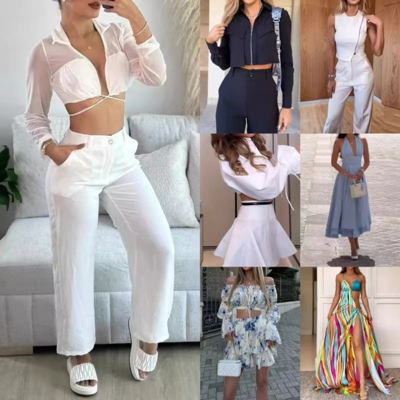 Popular summer women's sexy sleeveless slim fit printed mixed dress Big sale casual dress randomly shipped