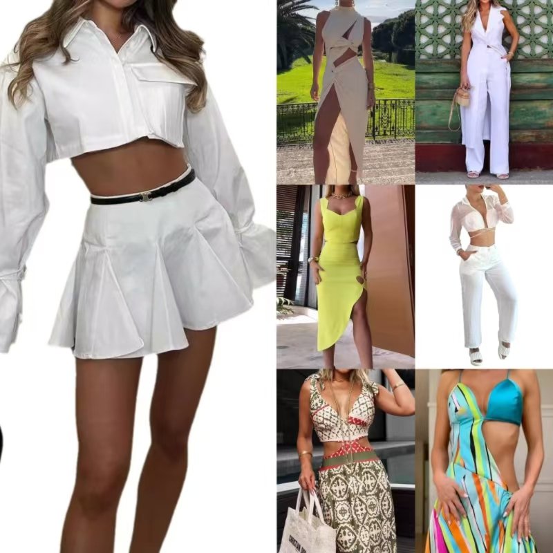 Popular summer women's sexy sleeveless slim fit printed mixed dress Big sale casual dress randomly shipped