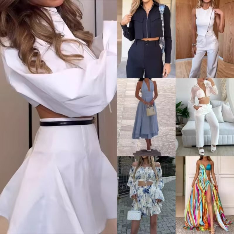 Popular summer women's sexy sleeveless slim fit printed mixed dress Big sale casual dress randomly shipped