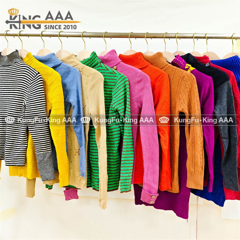 KINGAAA turtleneck pull over women's sweater used vintage clothing used clothes bales venta por mayor ropa usada