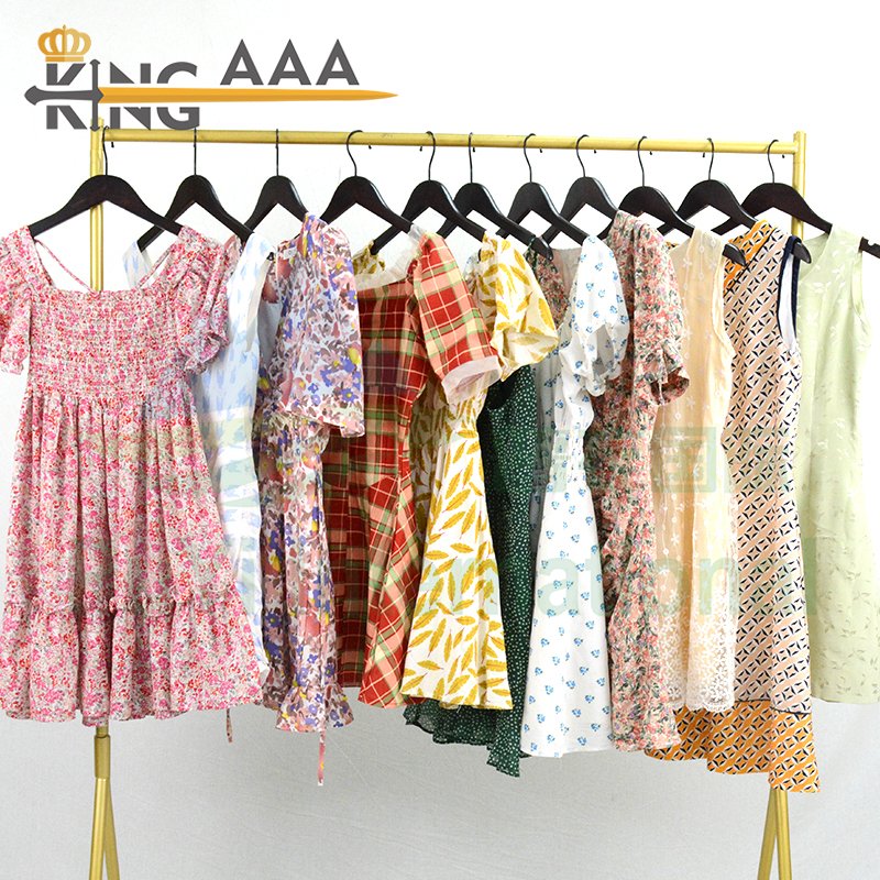 Wholesale Summer Mixed Ladies Cotton Short Dress Casual Used Clothes Bales Clothing Bulk in Bales Apparel For Women