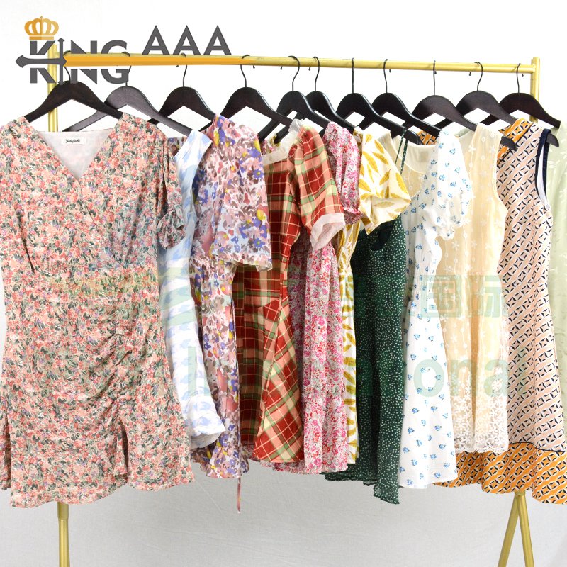 Wholesale Summer Mixed Ladies Cotton Short Dress Casual Used Clothes Bales Clothing Bulk in Bales Apparel For Women