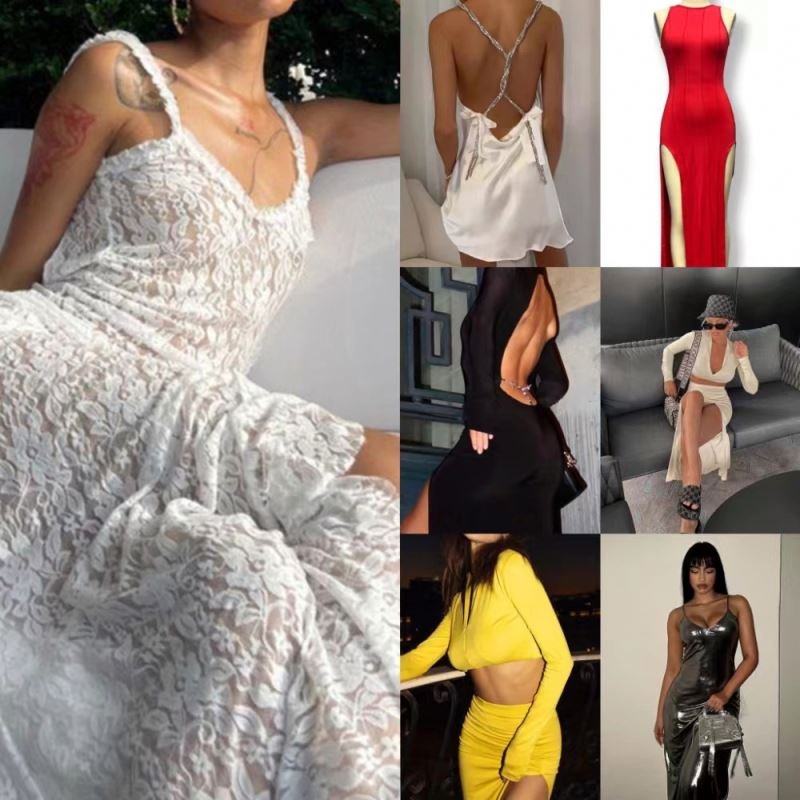 2024 new arrivals women sexy deep v neck backless sleeveless high slits wide slip strap formal evening gown dress for women