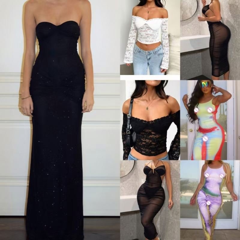 2024 new arrivals women sexy deep v neck backless sleeveless high slits wide slip strap formal evening gown dress for women