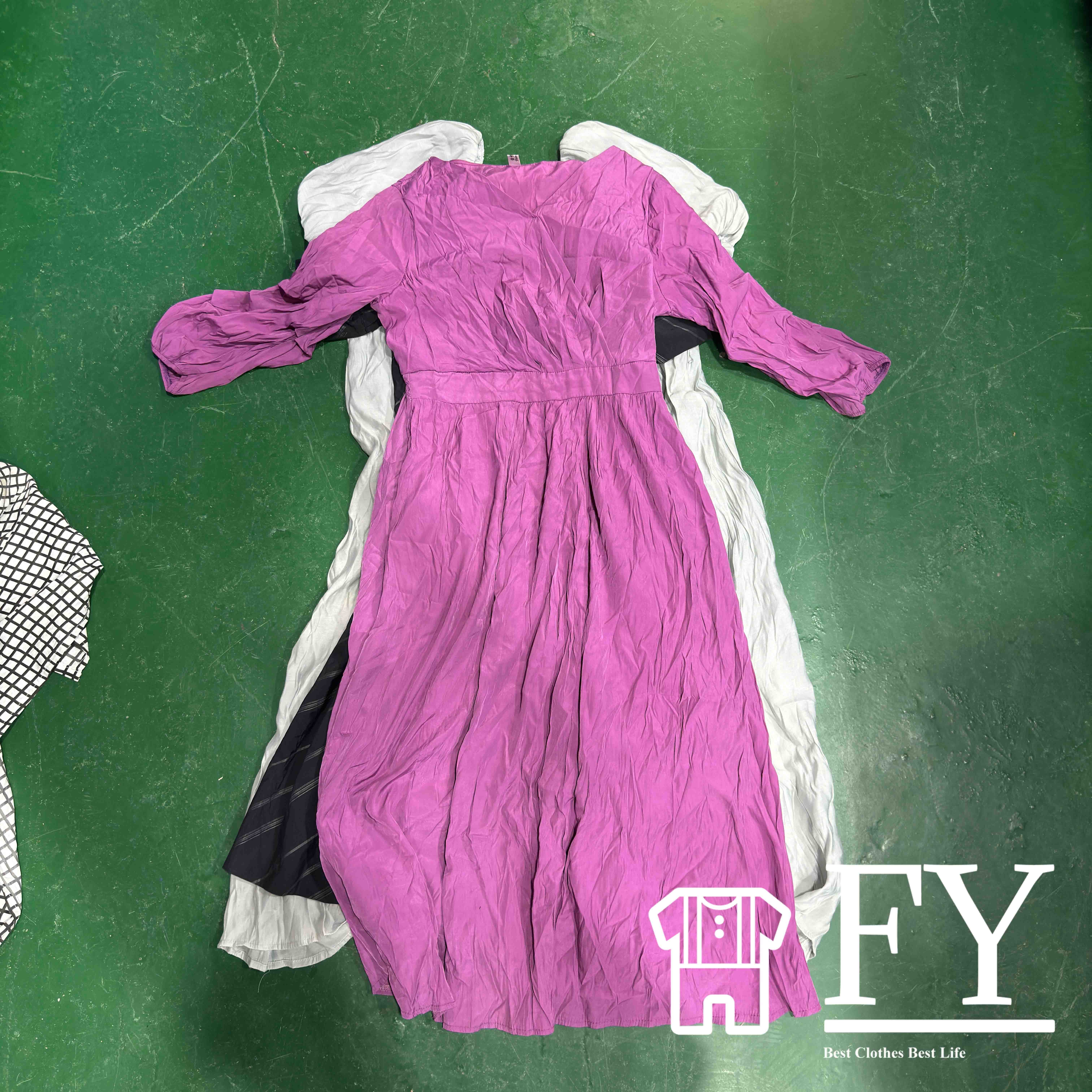 FengYang Second Hand Clothing Cotton Long Dresses Women Modest Thrift Vintage Used Clothes