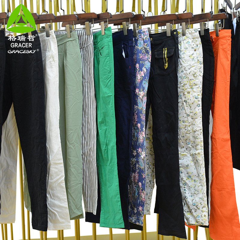 Cotton Trousers Used Clothing Apparel Stock Used Clothes from Mixed Pants Stock Summer for Women Adults Casual Wear Pants Bulk