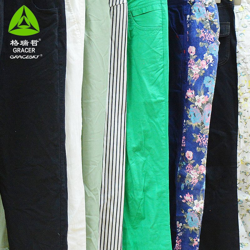 Cotton Trousers Used Clothing Apparel Stock Used Clothes from Mixed Pants Stock Summer for Women Adults Casual Wear Pants Bulk