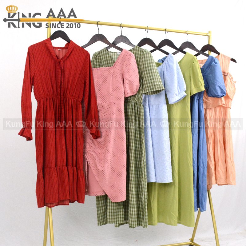 KINGAAA cotton long dress second-hand wholesale dress clothes bundle mixed used clothing used clothes in london