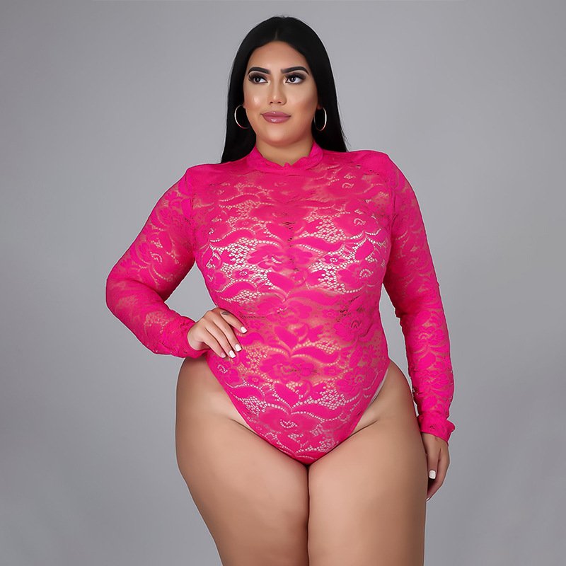 2022 new arrivals summer plus size women's clothing see through nightclub outfit lace two piece pants set
