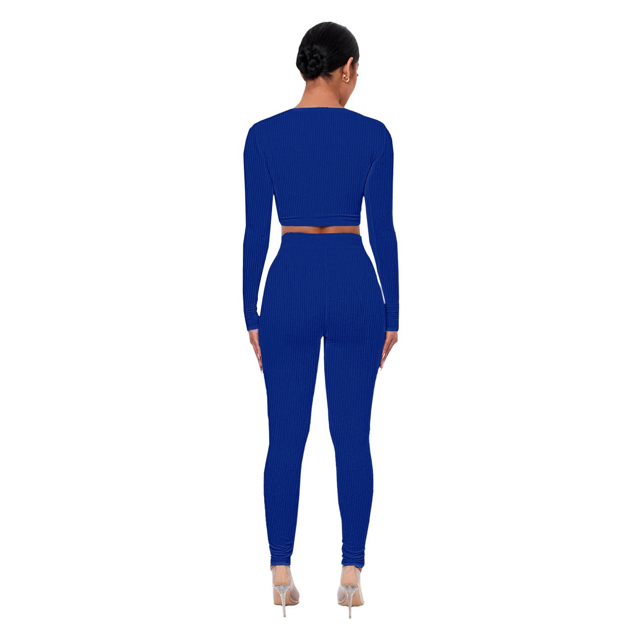 custom women bank 2 piece sets women clothing 2023 new arrivals V Neck two piece women's sets