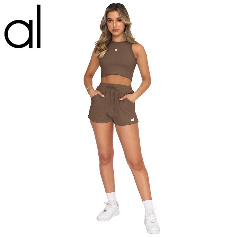 AL Yoga Summer new women's fitness running shorts set