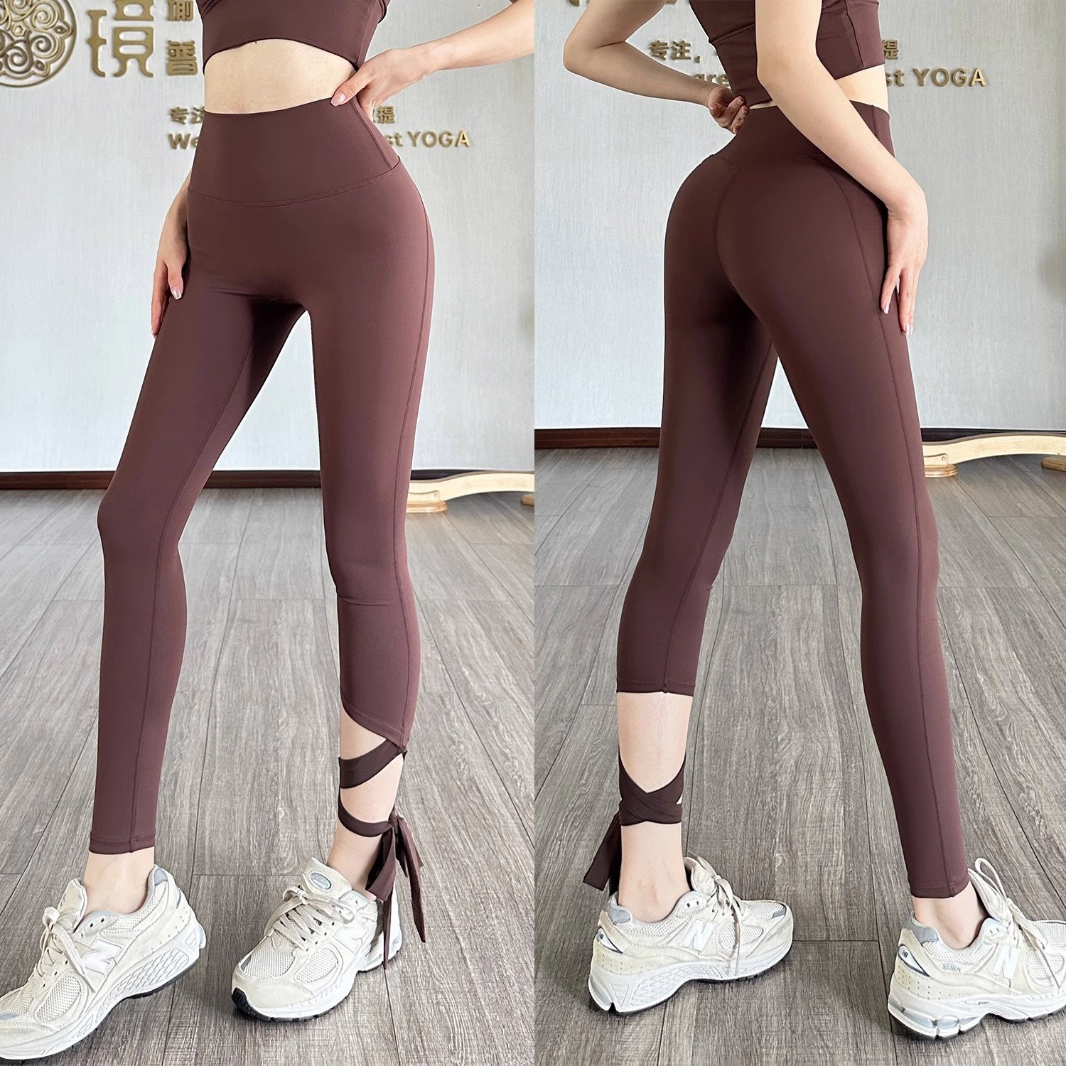 Custom Logo Yoga Pants Butt Lift Solid Color Fitness Leggings Bra Women's Sports Fitness Yoga Set