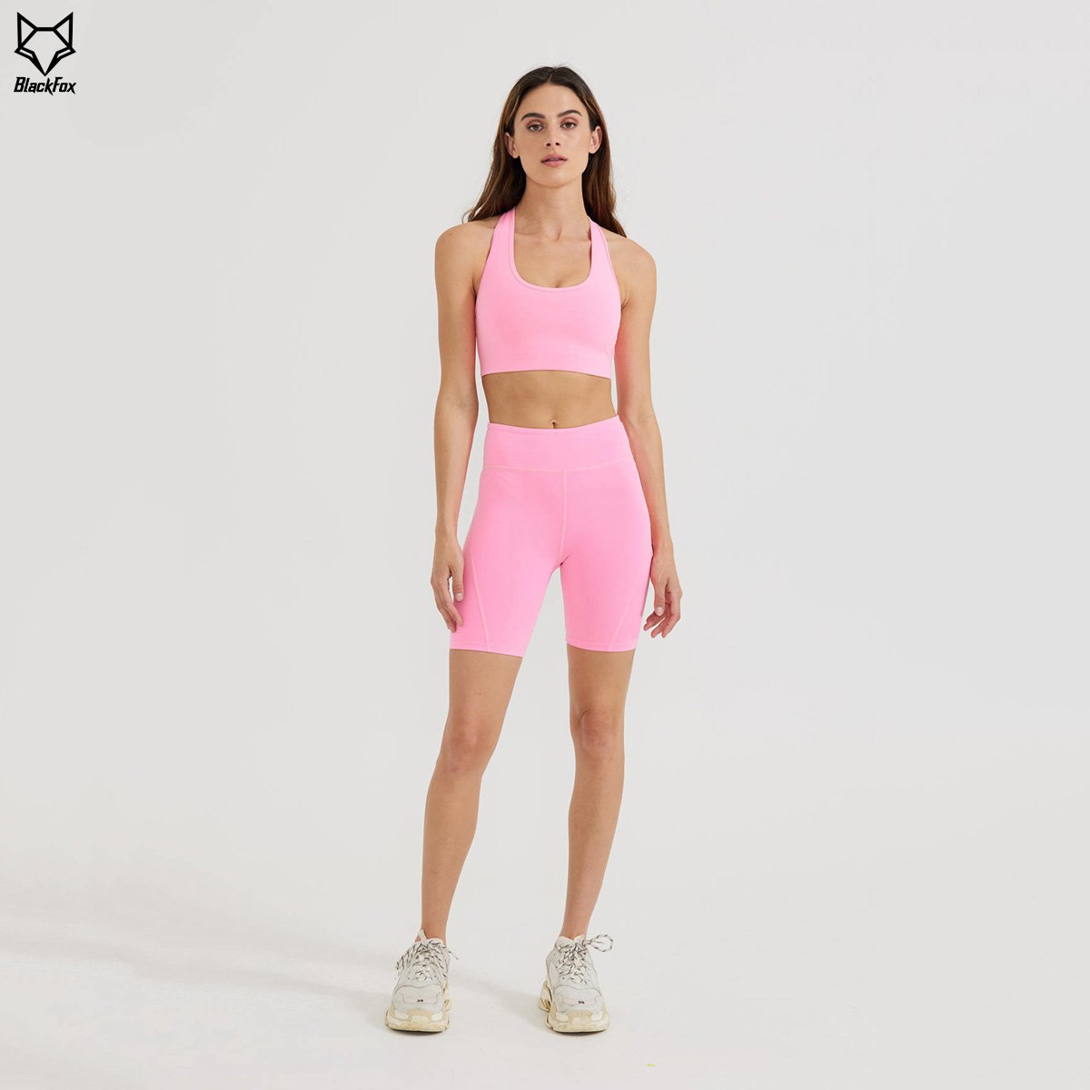 High Quality Wholesale Women Seamless Set Top and Short Women Two piece Bra & Biker short Yoga set