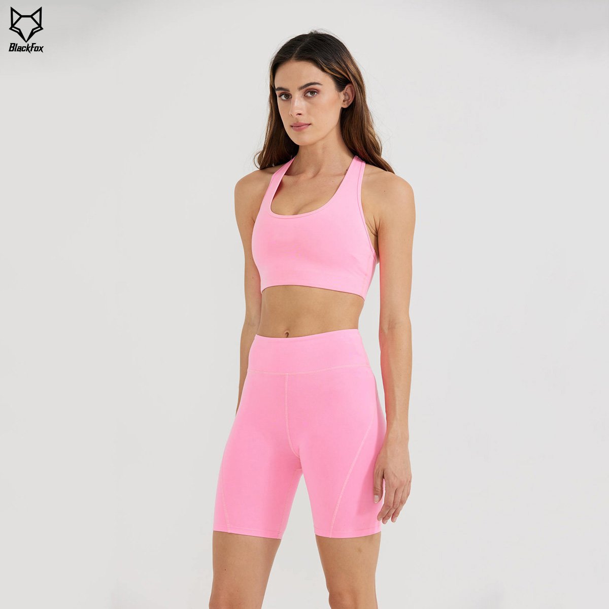 High Quality Wholesale Women Seamless Set Top and Short Women Two piece Bra & Biker short Yoga set