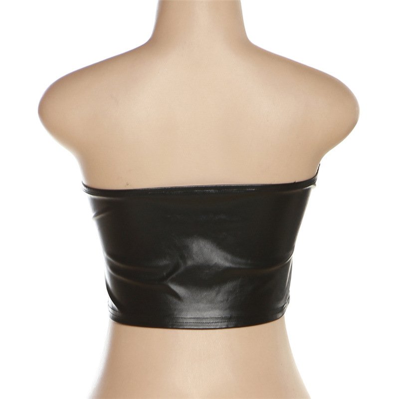 Wholesales Solid Leather Two Pieces Skirt Sets Wrapped Chest 2 Piece Set Women Skinny Women's Set