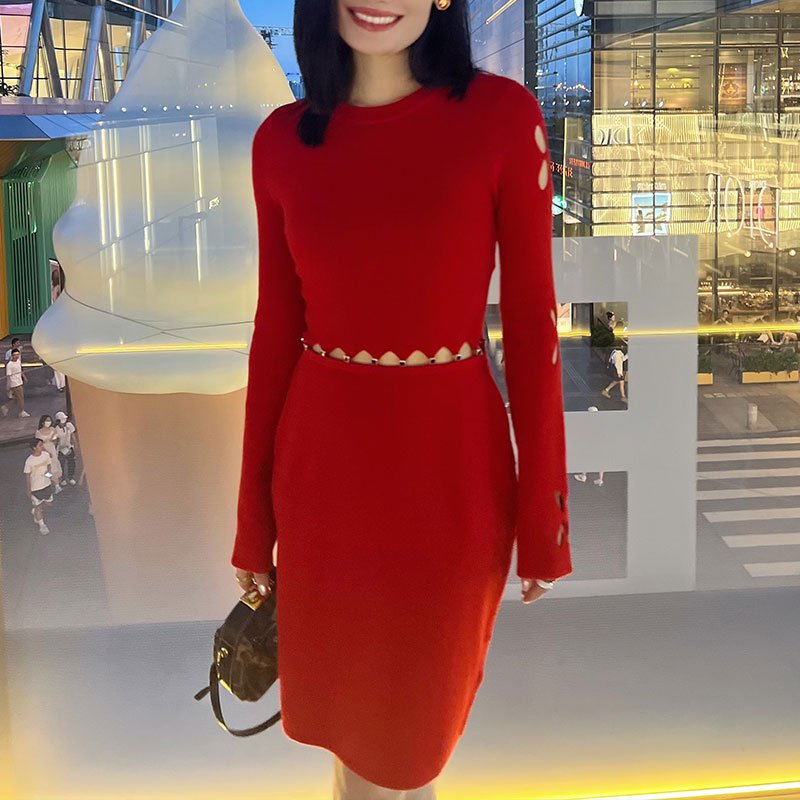 Fashion Sweater Women Elegant 2-Piece Outfits Long Sleeve Knitted Skirt and Top Sets Woven Women's Set for Winter