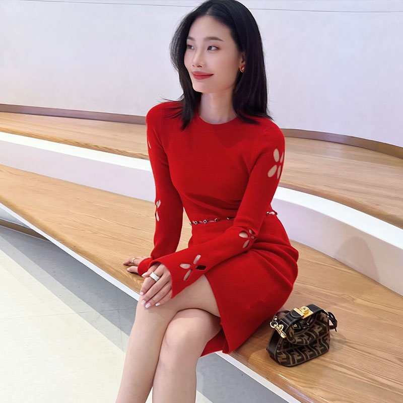Fashion Sweater Women Elegant 2-Piece Outfits Long Sleeve Knitted Skirt and Top Sets Woven Women's Set for Winter