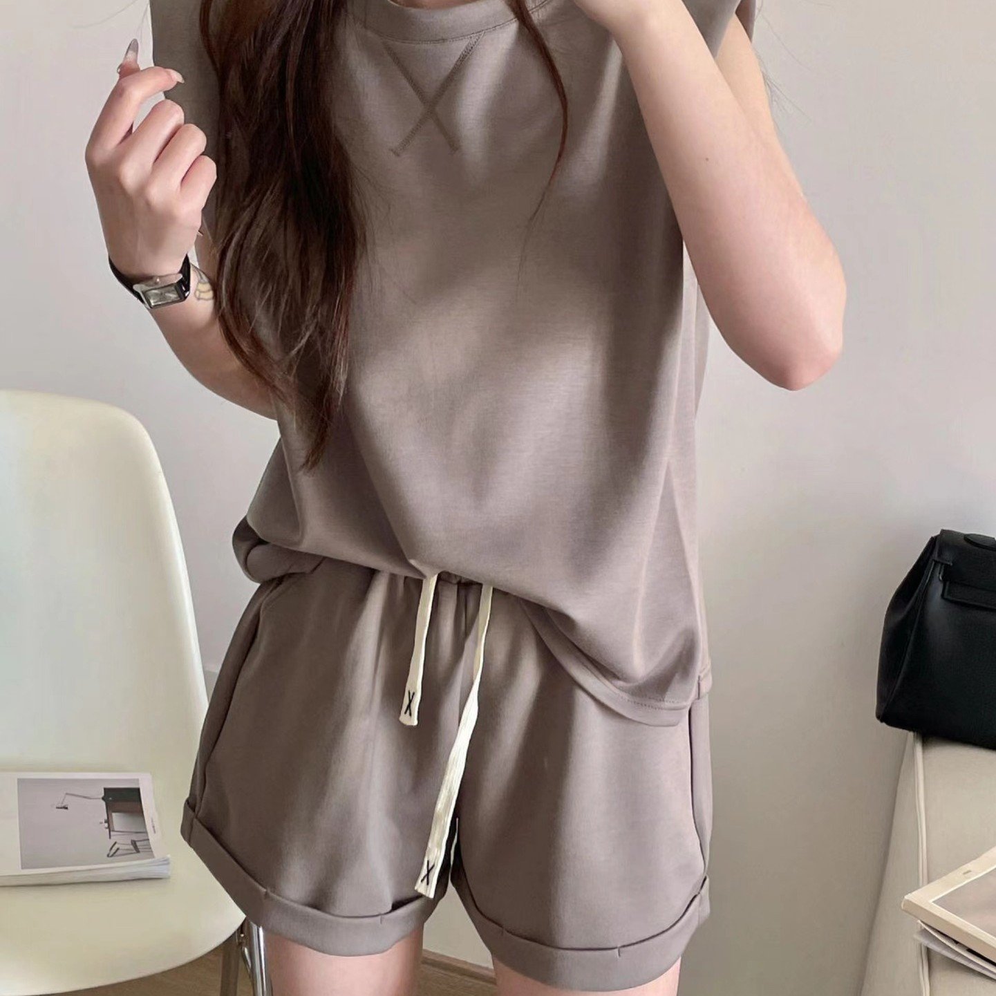 Women's Summer 2 Piece Outfits Sleeveless Tank Crop Wide Leg Shorts Set Pockets Lounge Set Tracksuits Sweatsuits