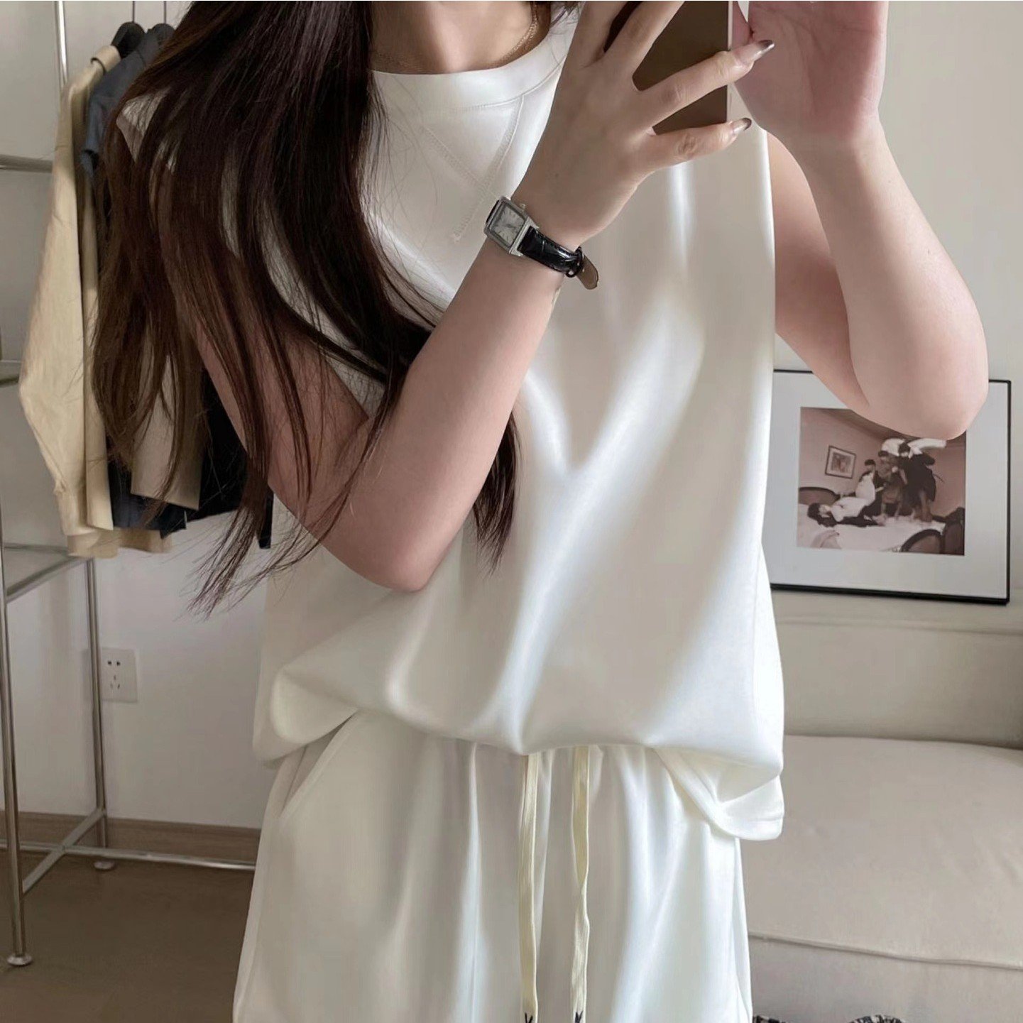 Women's Summer 2 Piece Outfits Sleeveless Tank Crop Wide Leg Shorts Set Pockets Lounge Set Tracksuits Sweatsuits