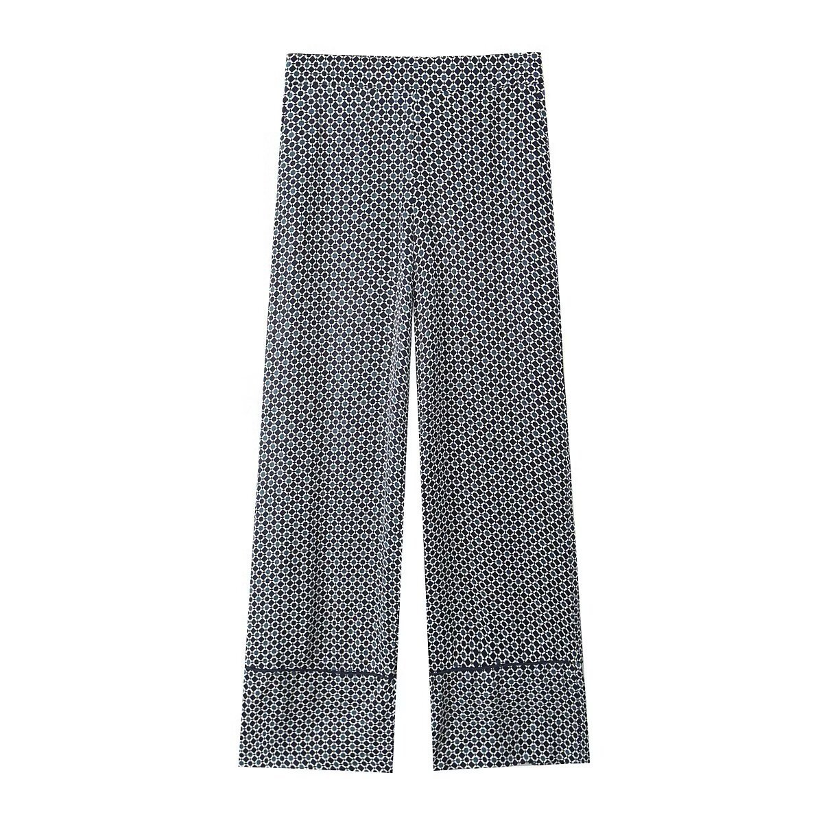 MYST&ZA Women's 2024 Autumn New Casual Elastic High Waist Geometric Pattern Printed Trousers 2298225 Shirt 2298174