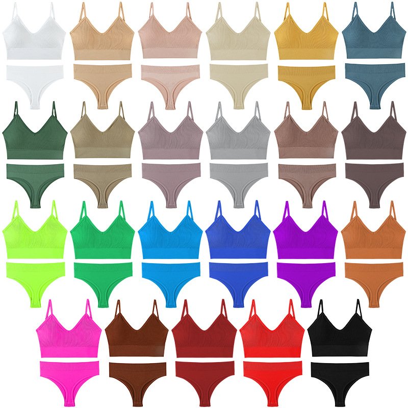 Wholesale Factory Push Up Wire Free Ice Silk Sleep Jelly Bra Sets Padded Bralette Seamless Panties And Bras For Women