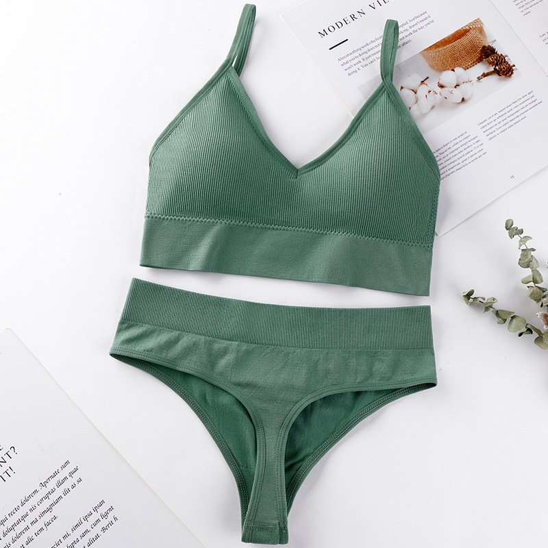 Wholesale Factory Push Up Wire Free Ice Silk Sleep Jelly Bra Sets Padded Bralette Seamless Panties And Bras For Women