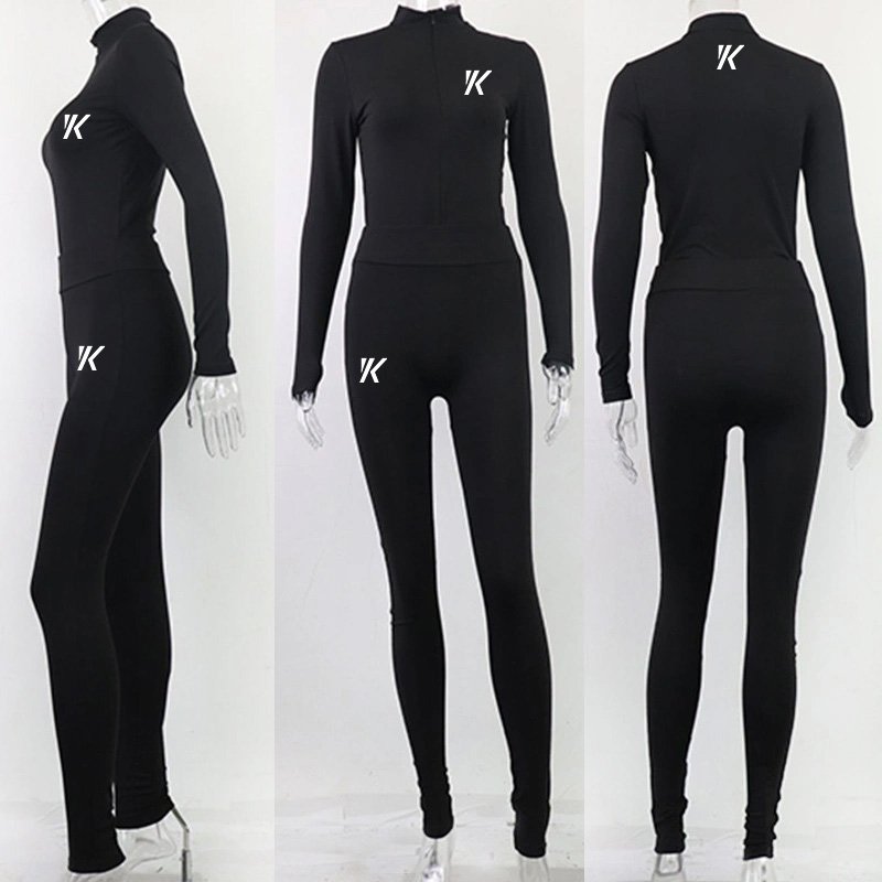 220gsm Two Piece Zipper Long Sleeve Shirt Crop Top Sport White Gym Fitness Clothing Workout Jacket Women's Yoga Legging Sets