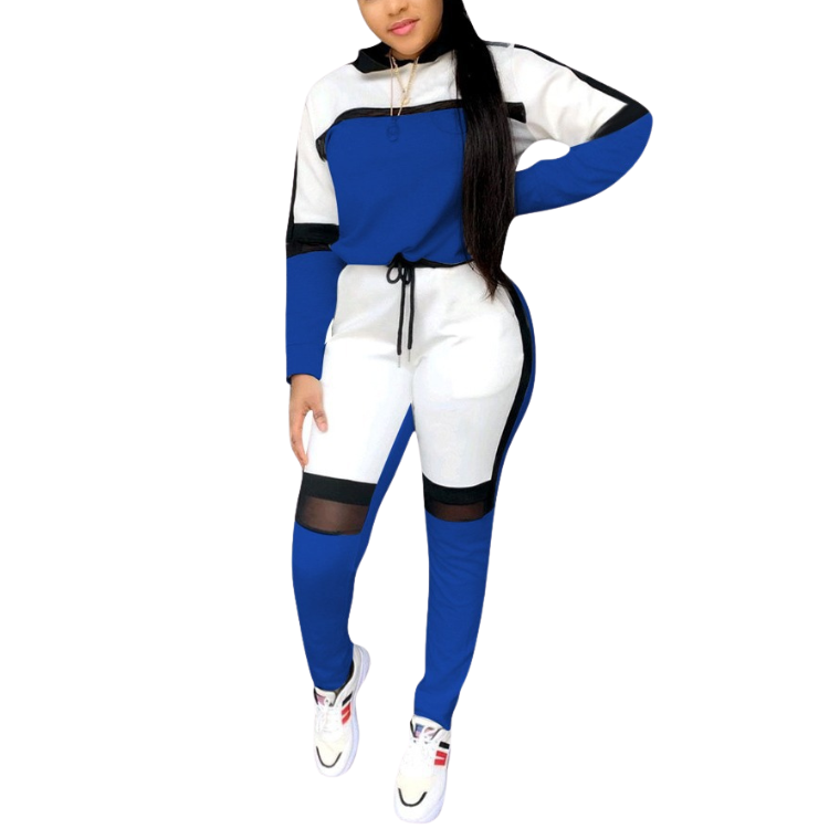 autumn fall winter new womens clothing ladies fashion casual mesh stitching t shirt pants two piece set suit women's sets