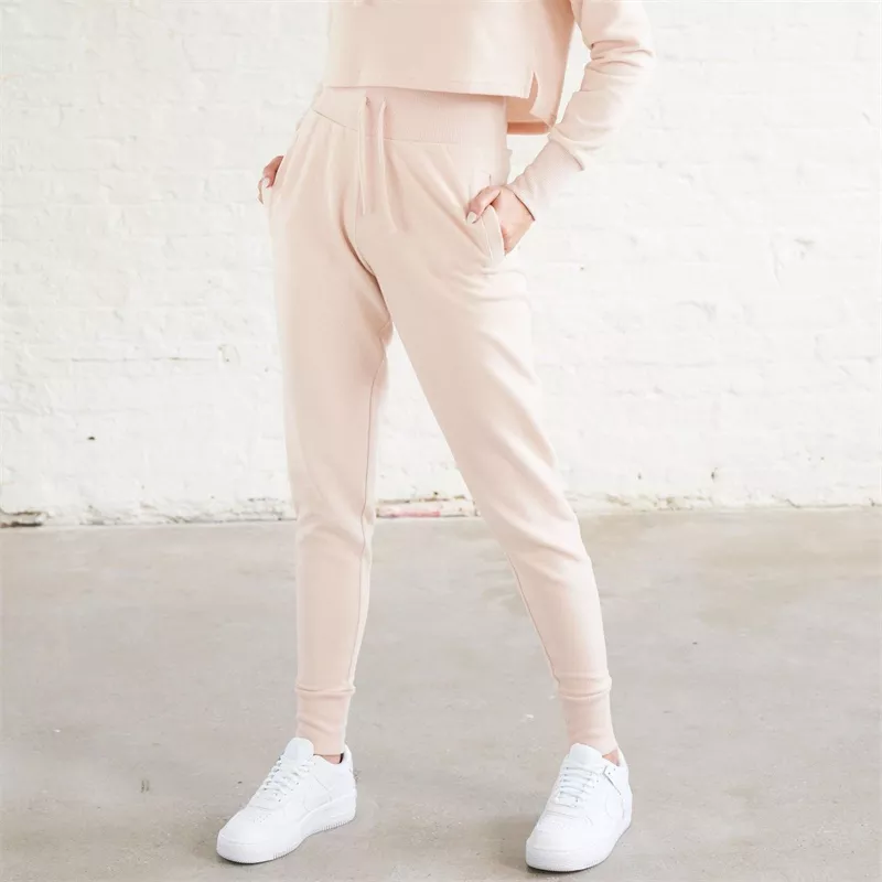 Custom Terry Knit 2 Piece Women Loungewear Sweatsuit Stacked Pants Hoodie crop top women's sets Tracksuit Set