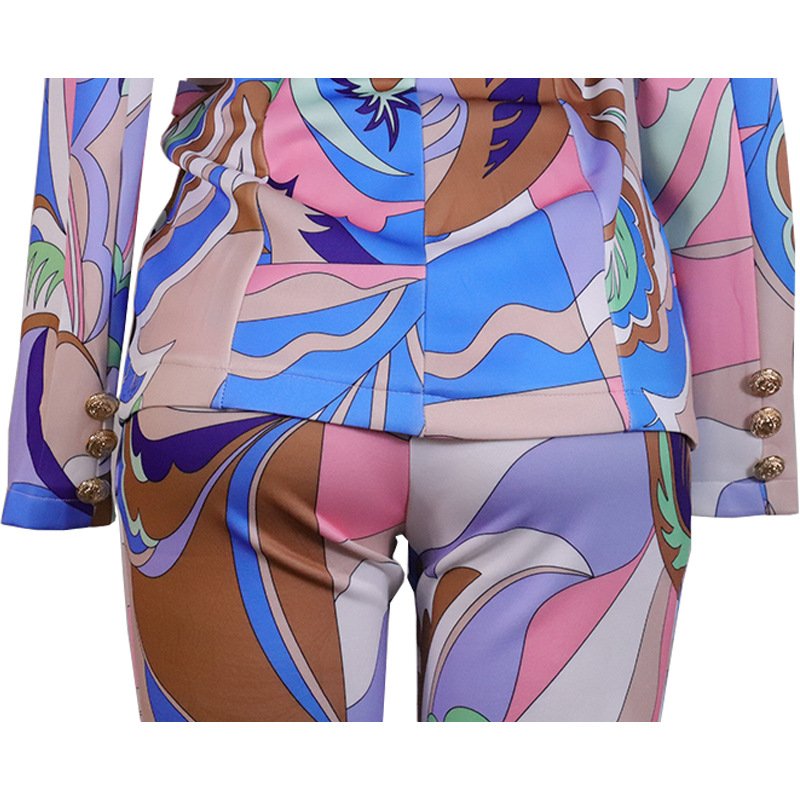 Woman Suit Print Blazer and Pants For Women Formal Wear Jacket & Trousers Leggings Elegant Outfits Ladies Office Wear Suit