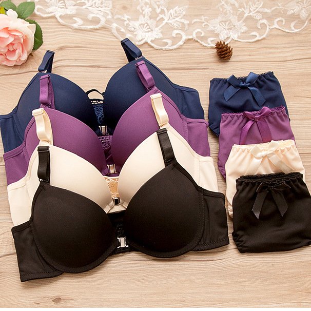 Back Front Closure Bras and Women Underwear Set Back Cross Butterfly Hot Selling Women Bra Set for Girl 4 Set Underwire in Stock
