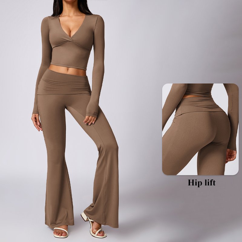 2024 New Versatile Long sleeved Beauty Back Quick Drying Yoga Set for Women's Running Fitness Outwear Tight Fitness Set