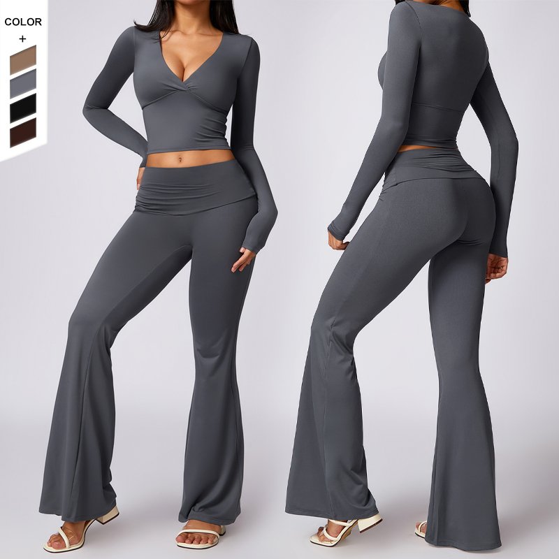 2024 New Versatile Long sleeved Beauty Back Quick Drying Yoga Set for Women's Running Fitness Outwear Tight Fitness Set